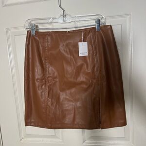 Mango Tan Leather Pencil Skirt